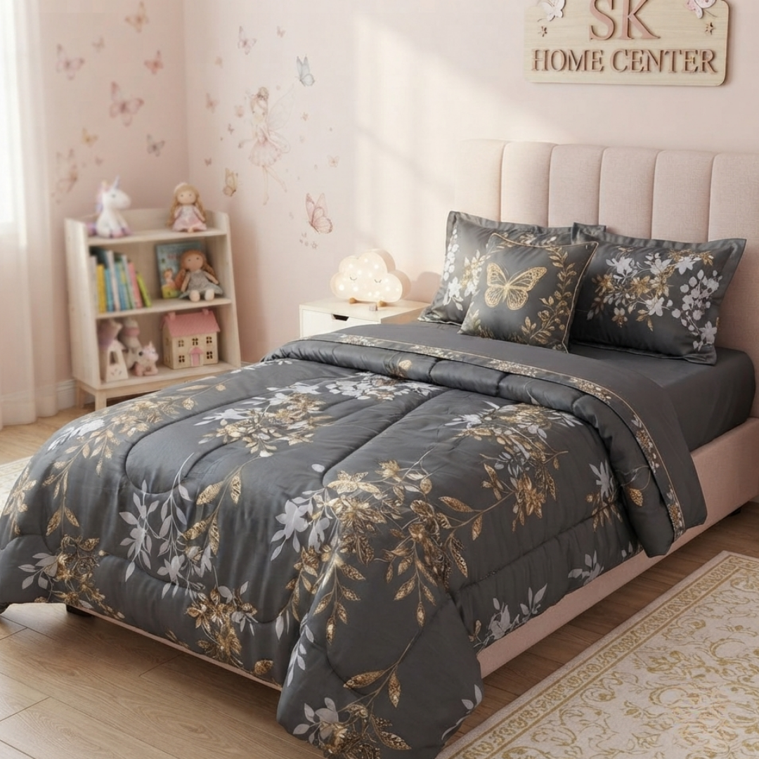 Premium Quality Single Comforter 4pcs Set- Cotton Fabric