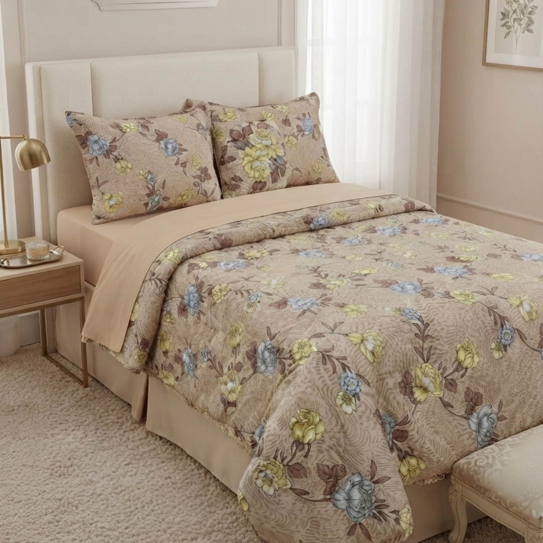 Premium Quality Single Comforter 4pcs Set- Cotton Fabric