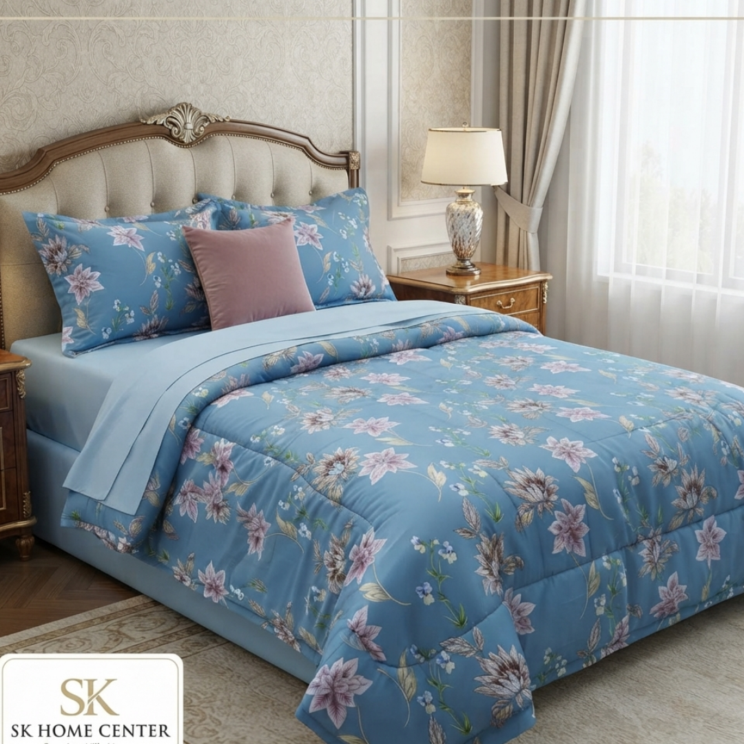 Premium Quality Single Comforter 4pcs Set- Cotton Fabric