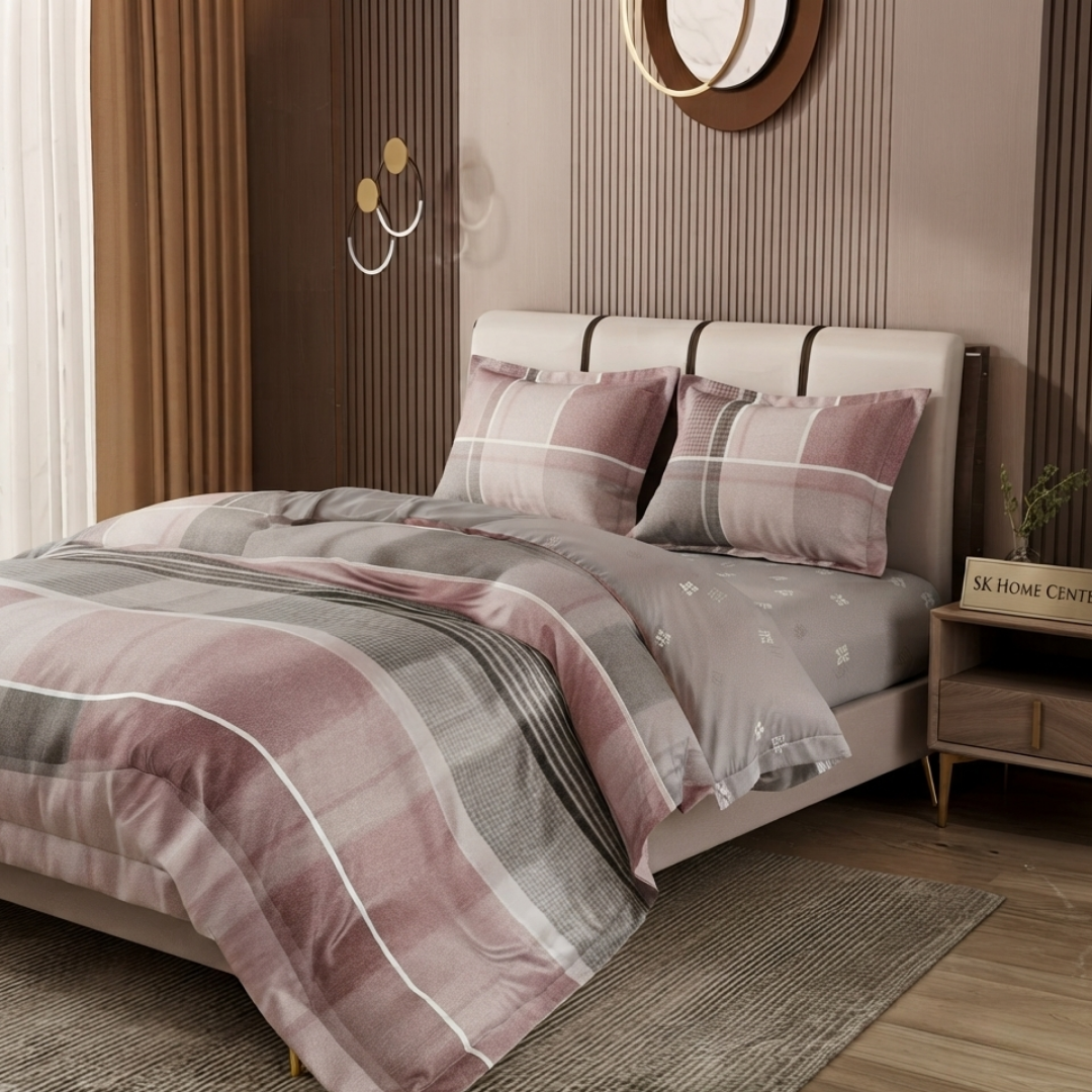 Premium Quality Single Comforter 4pcs Set- Cotton Fabric