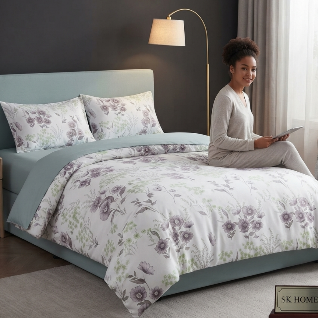 Premium Quality Single Comforter 4pcs Set- Cotton Fabric