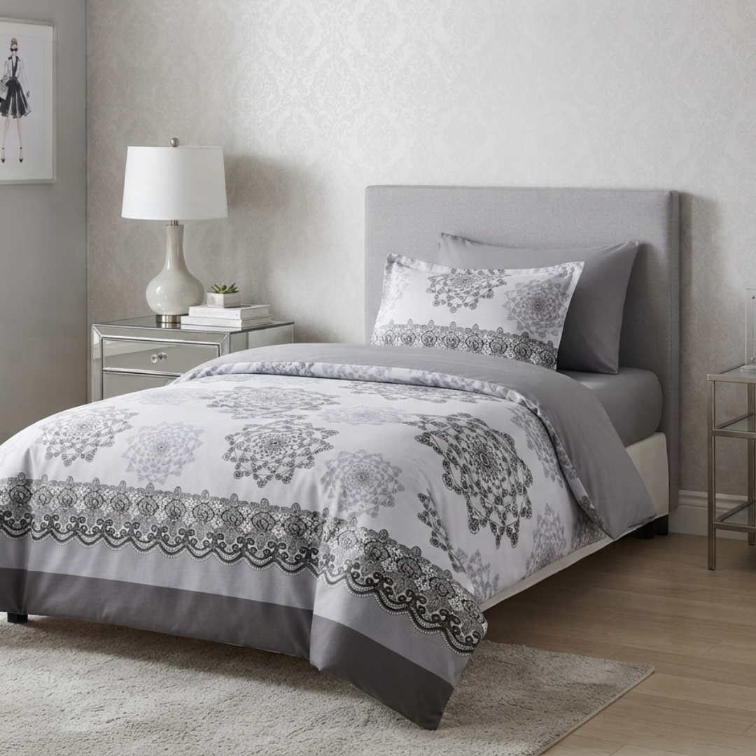 Premium Quality Single Comforter 4pcs Set- Cotton Fabric