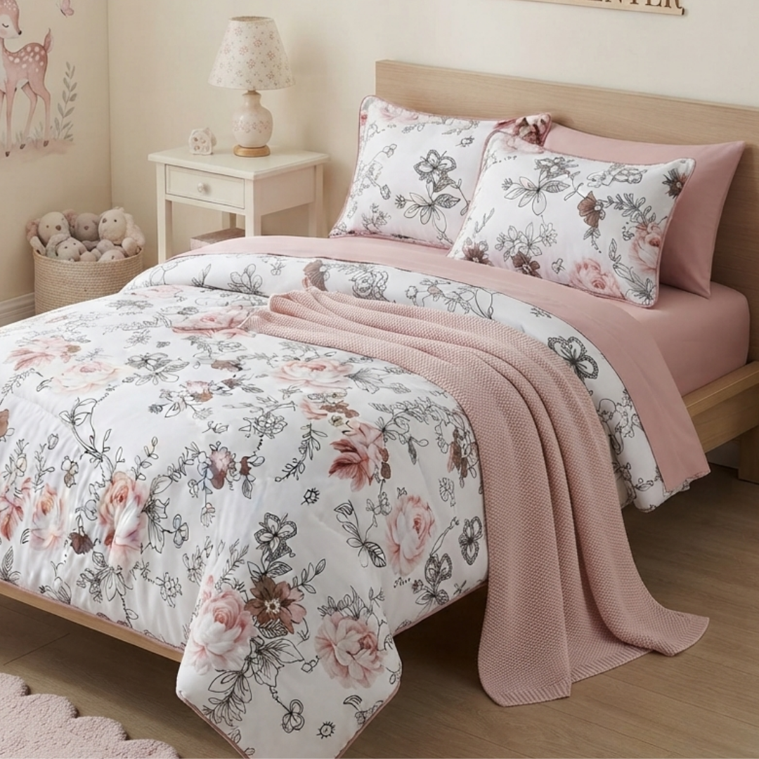 Premium Quality Single Comforter 4pcs Set- Cotton Fabric