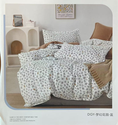 Premium 4-Piece Floral Duvet Cover Set - Single Size (160x220cm)