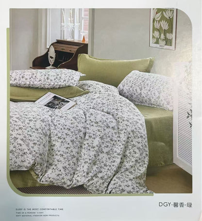 Premium 4-Piece Floral Duvet Cover Set - Single Size (160x220cm)