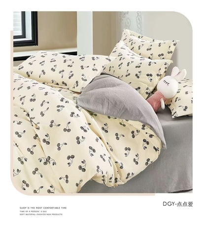 Premium 4-Piece Floral Duvet Cover Set - Single Size (160x220cm)