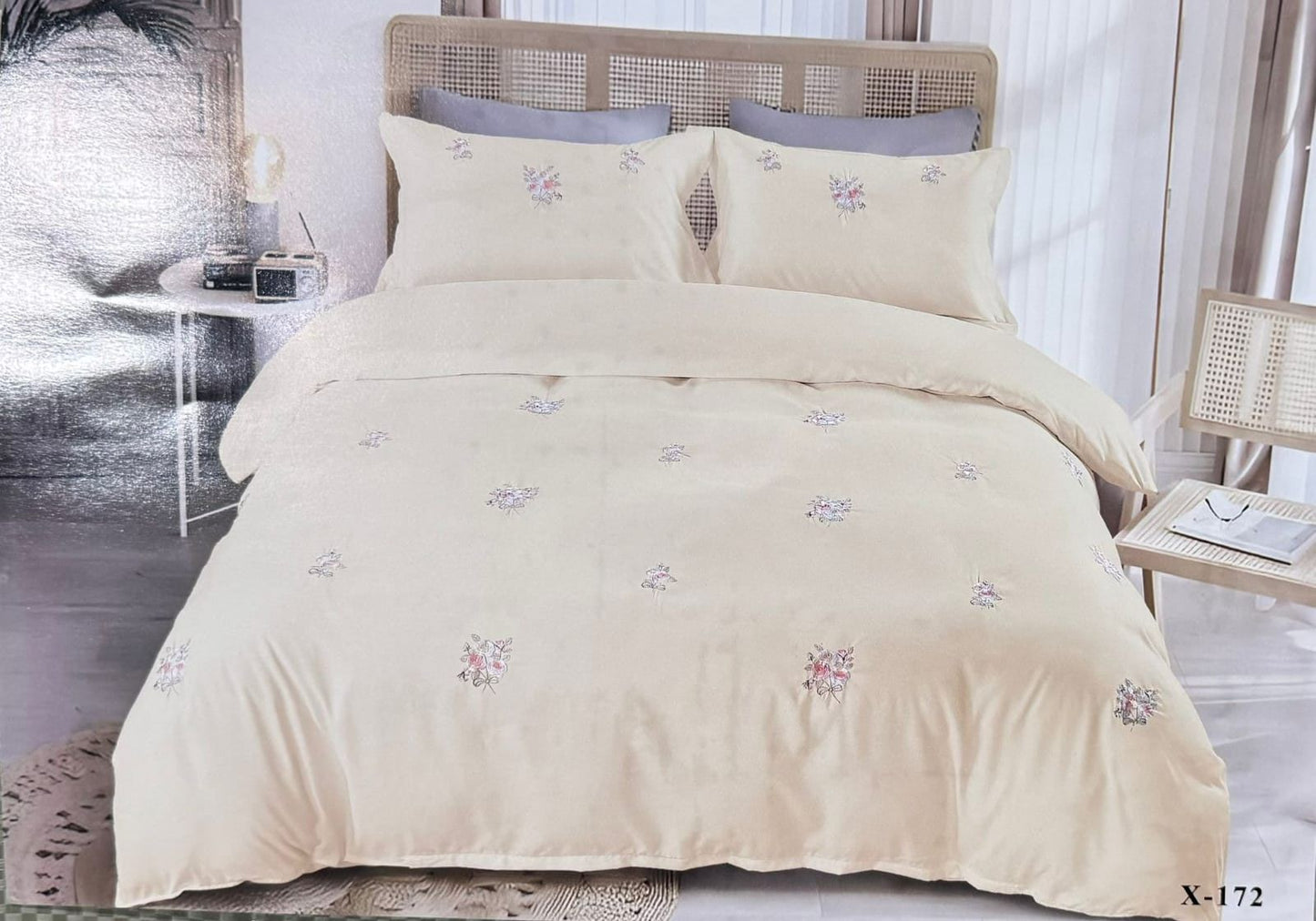 King Size - Premium Cotton Embroidered 6-Piece Duvet cover Set