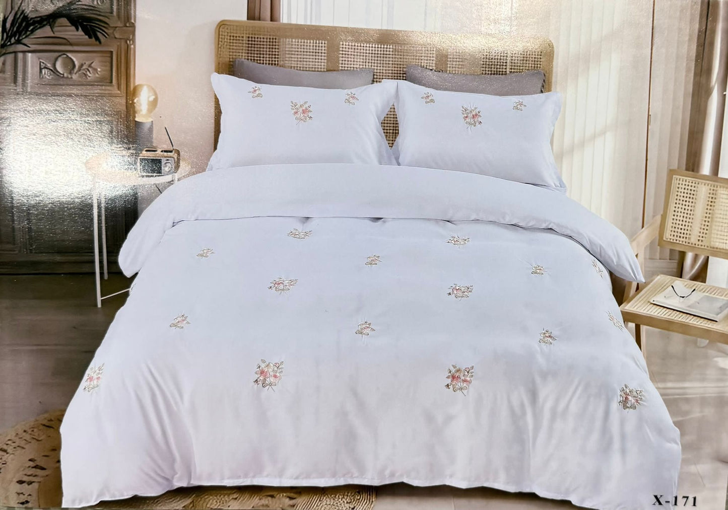 King Size - Premium Cotton Embroidered 6-Piece Duvet cover Set