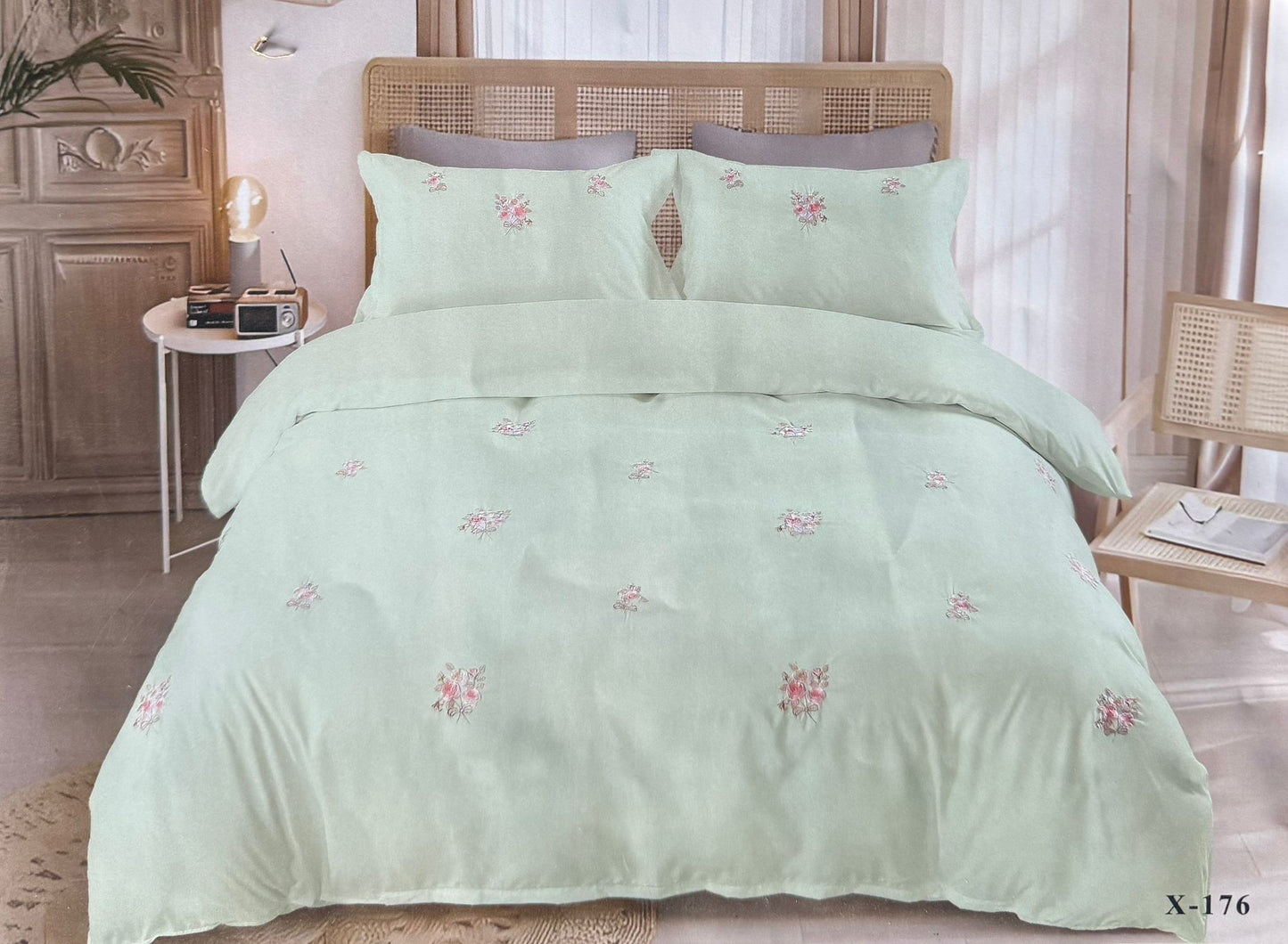 King Size - Premium Cotton Embroidered 6-Piece Duvet cover Set