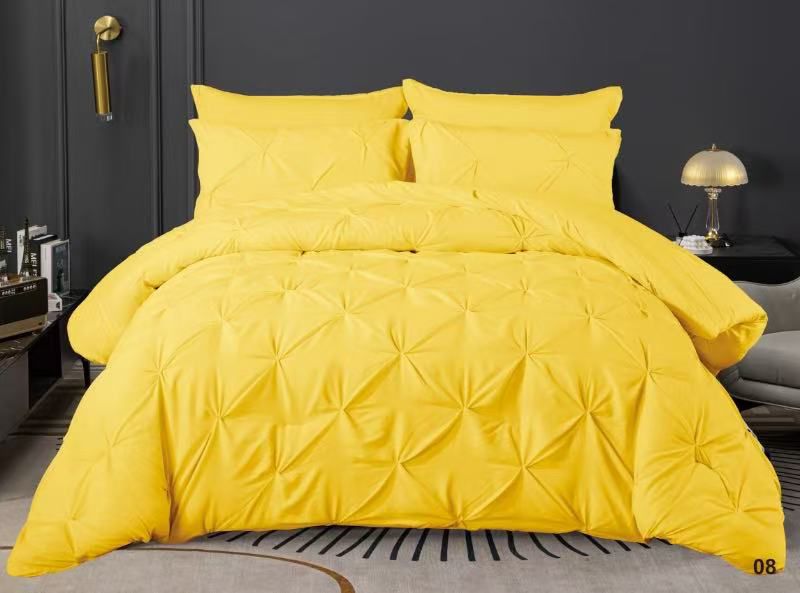6-Piece Solid Cotton Pintuck Comforter Set - King Size