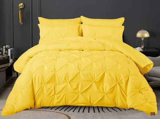 6-Piece Solid Cotton Pintuck Comforter Set - King Size