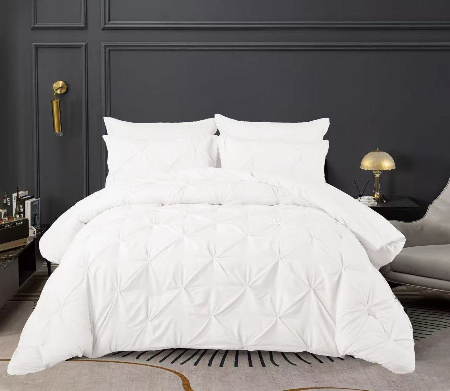 6-Piece Solid Cotton Pintuck Comforter Set - King Size