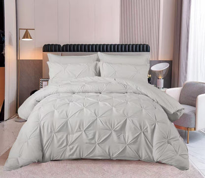 6-Piece Solid Cotton Pintuck Comforter Set - King Size