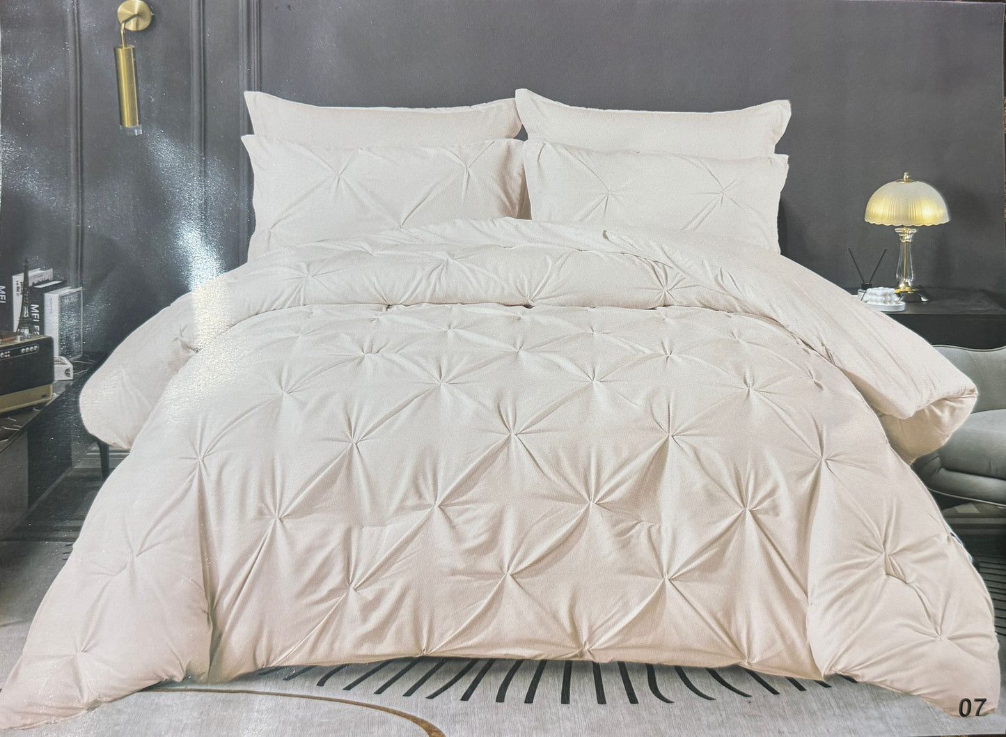 6-Piece Solid Cotton Pintuck Comforter Set - King Size