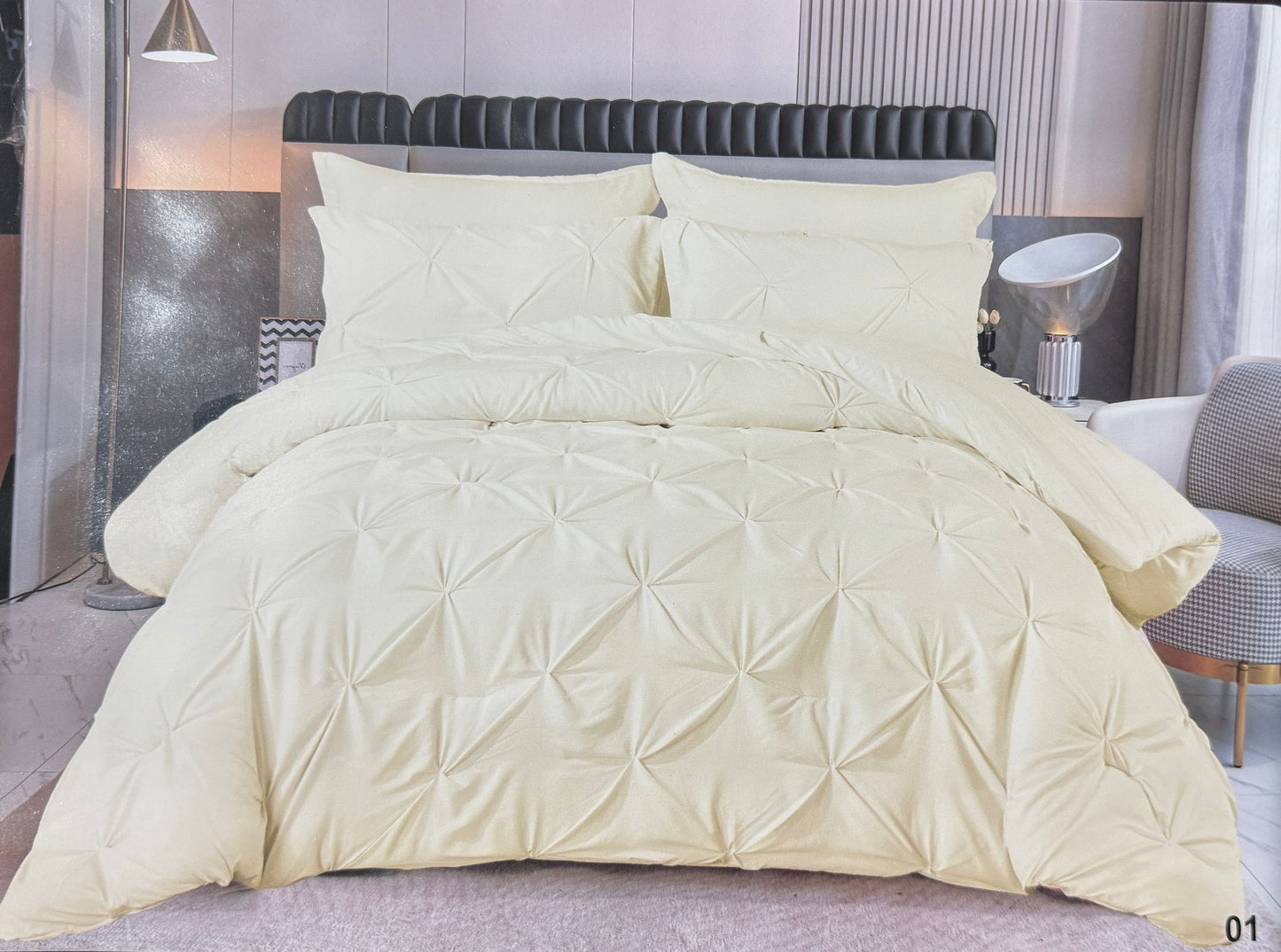 6-Piece Solid Cotton Pintuck Comforter Set - King Size