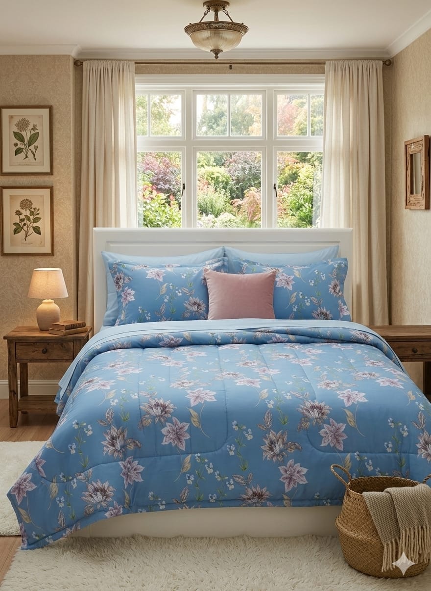 Floral 6-Piece Cotton Comforter Set | King Size Bedding Set
