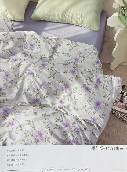 طقم مفرش سرير خفيف الوزن 4 قطع للصيف - مقاس 120 × 220 سم فردي وتوين