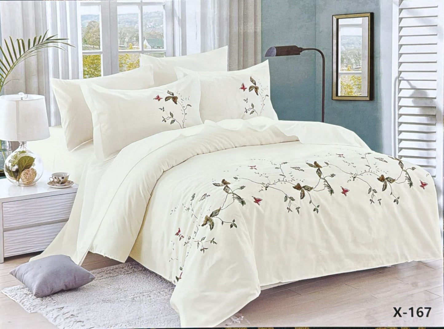 طقم غطاء لحاف مطرز - مقاس كينج (طقم من 6 قطع)