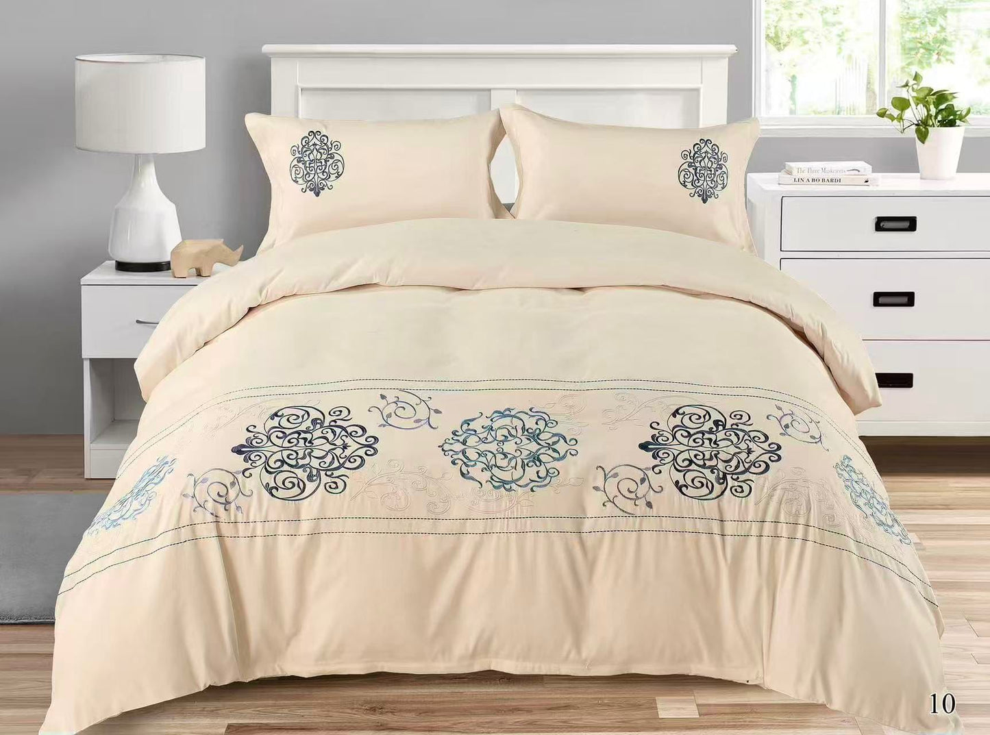 Premium Cotton Embroidered 6-Piece Duvet cover Set – King Size