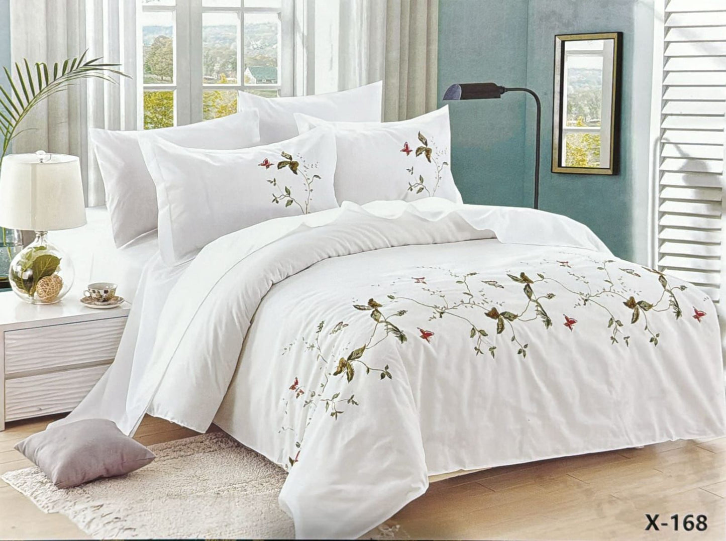 طقم غطاء لحاف مطرز - مقاس كينج (طقم من 6 قطع)