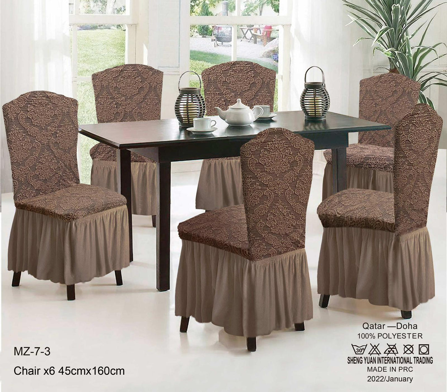 Dining chair cover 6pieces pack - 45 x 160cm - SK HOME CENTER